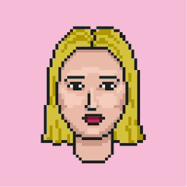 Gesicht einer blonden Frau als Pixelkunst
