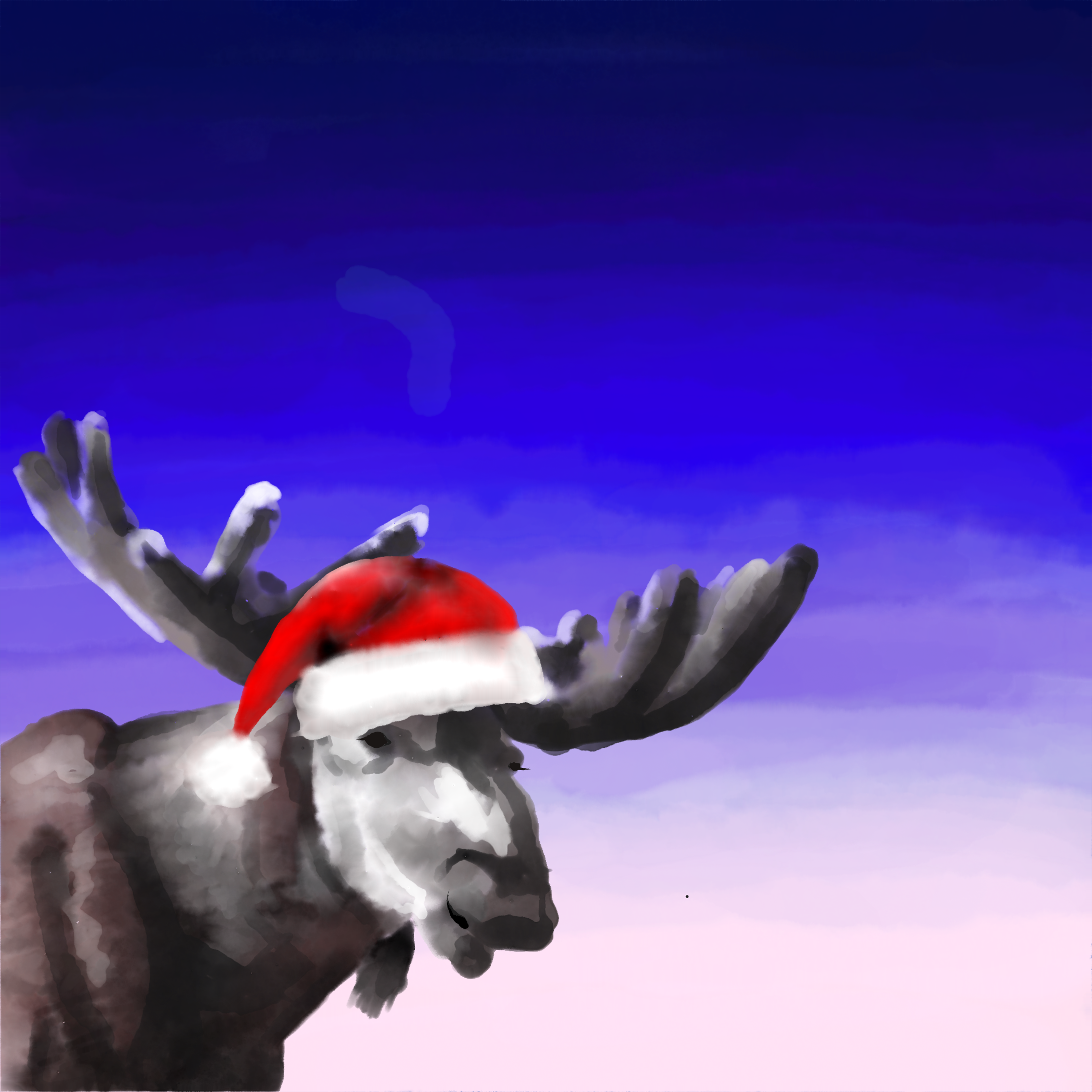 Elch mit Weihnachtsmütze