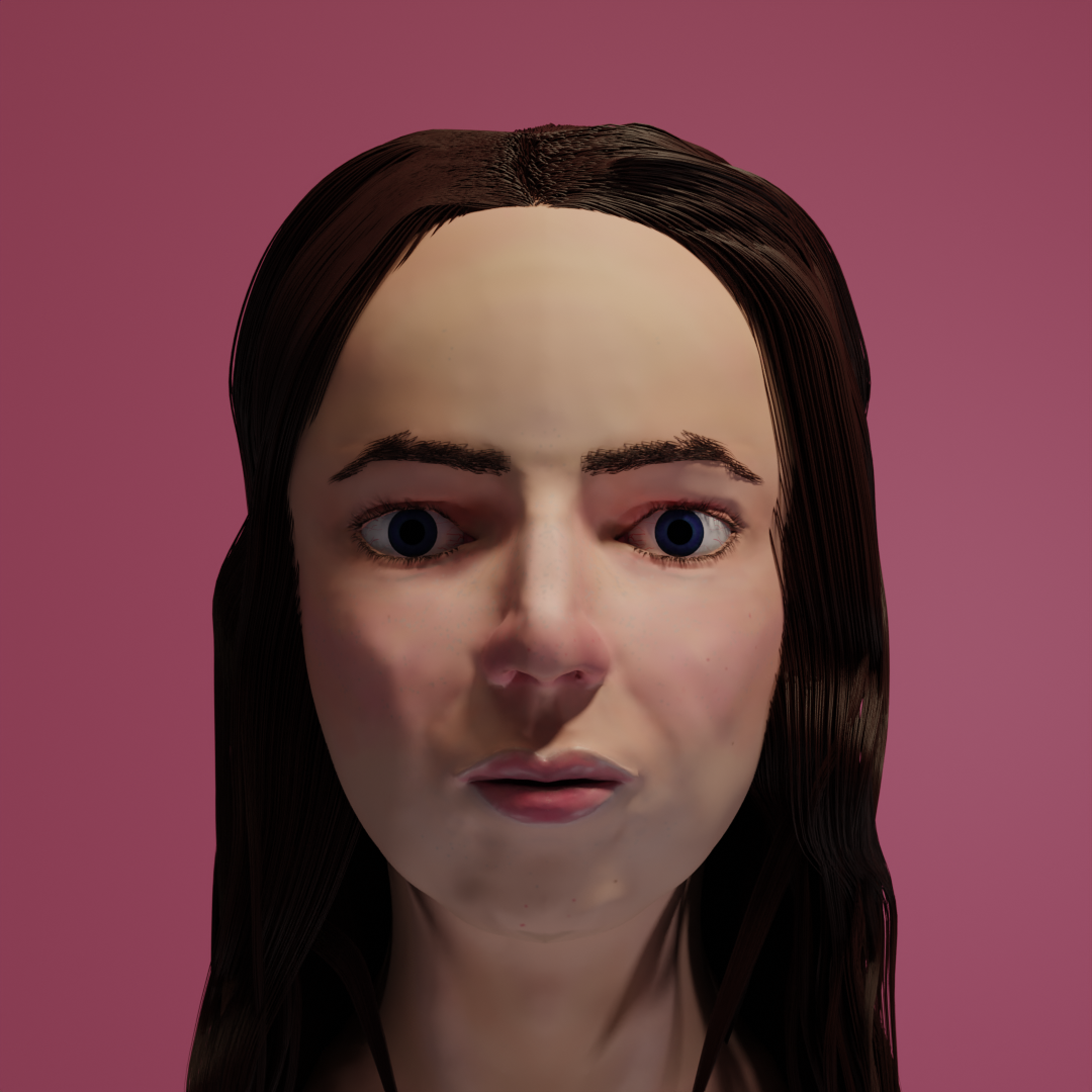  Modellierstes Gesicht mit Farbe und Haaren