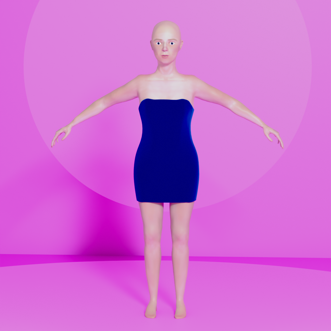 Körper mit Kleid modelliert in Blender T-Pose