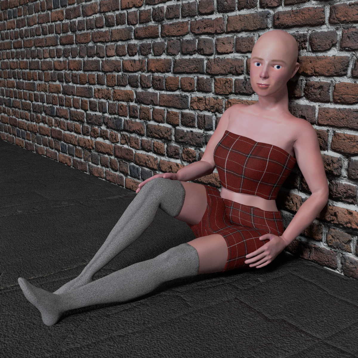 Körper mit Kleid modelliert in Blender Rig-Pose