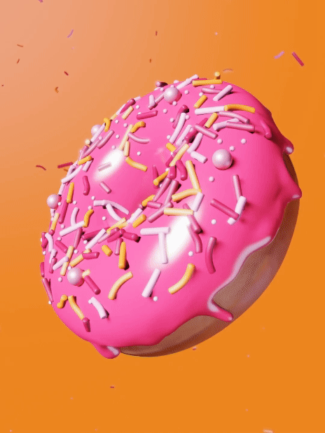 Drehender Donut mit Streuseln