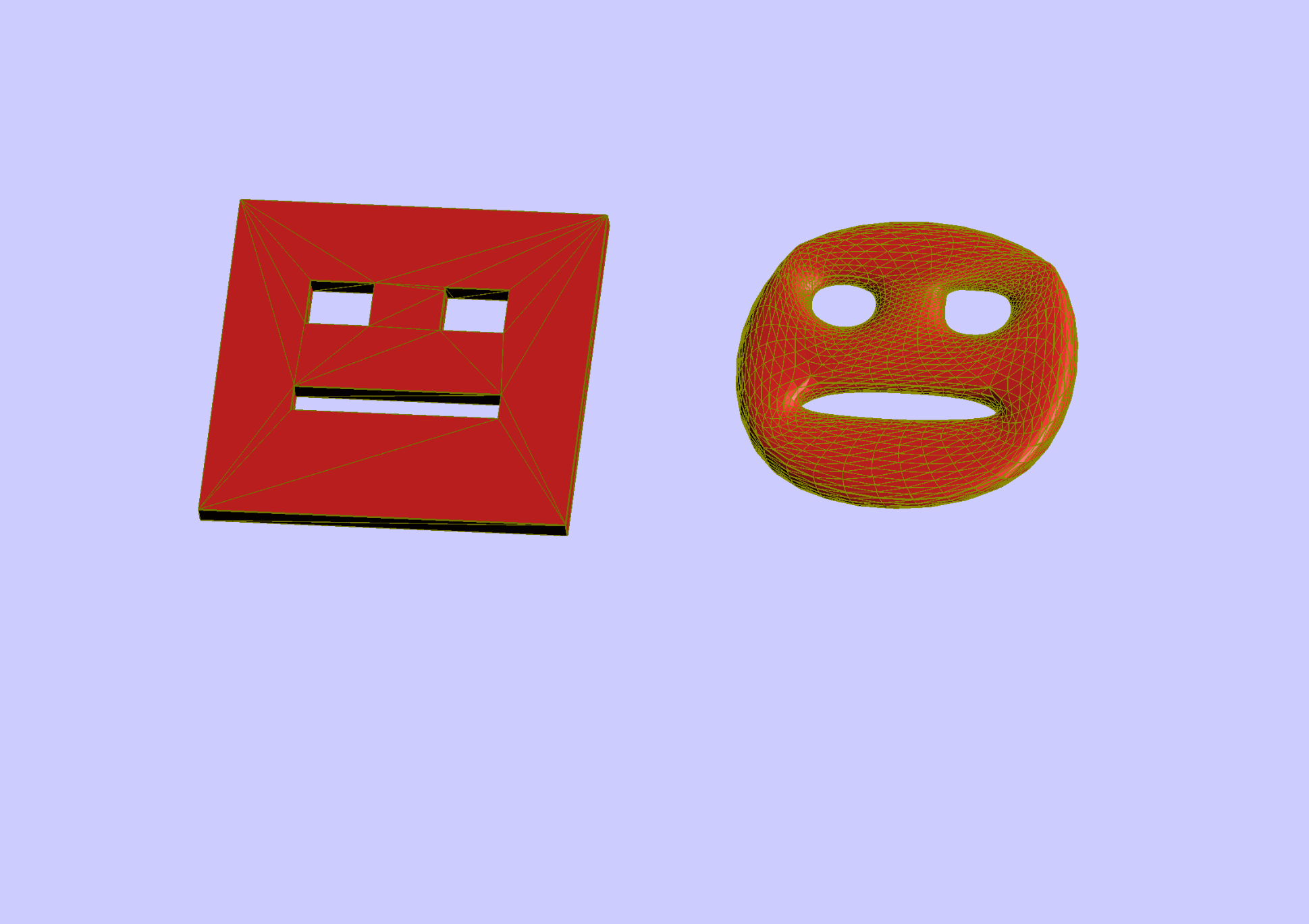 Loop Subdivision auf einem 3D-Modell eines Gesichts