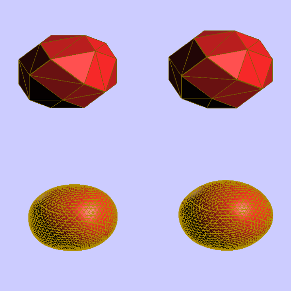 Loop Subdivision auf einem 3D-Modell zweier Kugeln